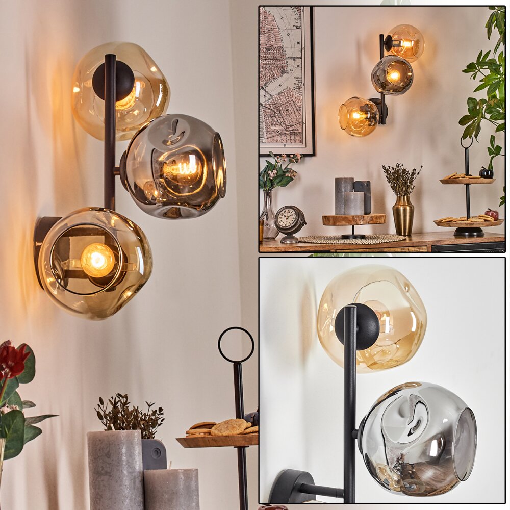 Ripoll Boule lumineuse, Applique murale Ambre, Fumé, 3 lumières main product photo