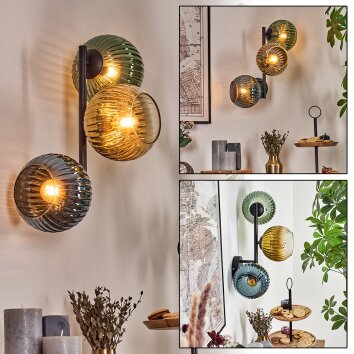 Koyoto Boule lumineuse, Applique murale Bleu, Or, Vert, 3 lumières