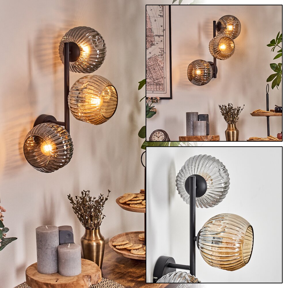 Ripoll Boule lumineuse, Applique murale Ambre, Fumé, 3 lumières main product photo