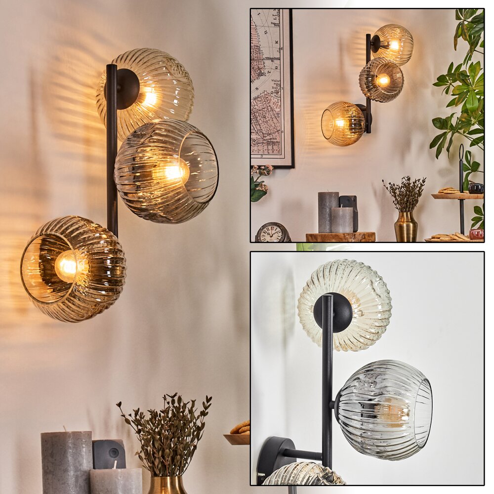 Ripoll Boule lumineuse, Applique murale Ambre, Clair, Fumé, 3 lumières main product photo