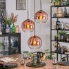 Koyoto Suspension, Boule lumineuse, Suspension grappe 30 cm Clair, Cuivré, 3 lumières