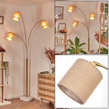 Soungou Lampadaire Laiton, Noir, Blanc, 3 lumières