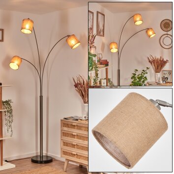 Soungou Lampadaire Nickel mat, Noir, Blanc, 3 lumières Soungou Lampadaire Nickel mat, Noir, Blanc, 3 lumières