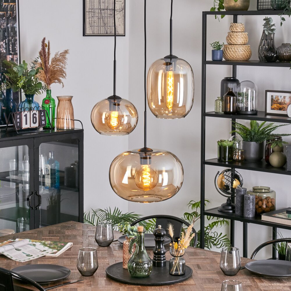 Apedo Suspension, Boule lumineuse, Suspension grappe Ambre, 3 lumières main product photo