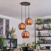 Koyoto Suspension, Boule lumineuse, Suspension grappe Cuivré, 3 lumières