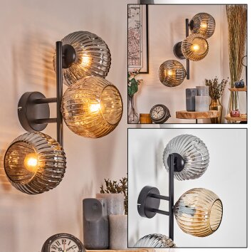 Ripoll Boule lumineuse, Applique murale Ambre, Fumé, 3 lumières