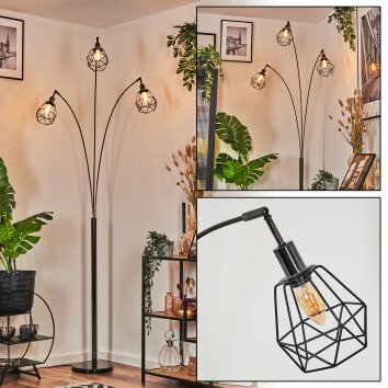 Yaak Lampadaire Chrome, Noir, 3 lumières Yaak Lampadaire Chrome, Noir, 3 lumières