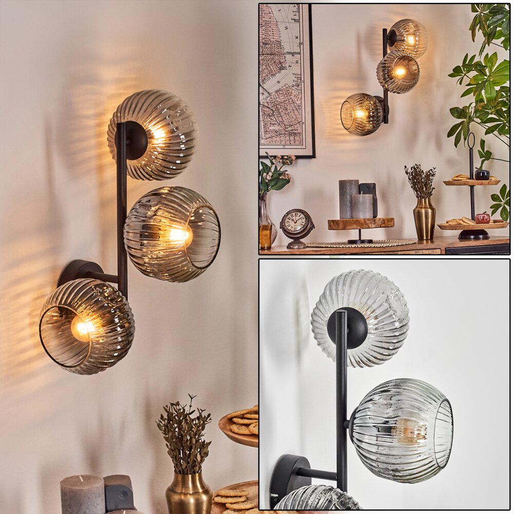 Ripoll Boule lumineuse, Applique murale Clair, Fumé, 3 lumières main product photo