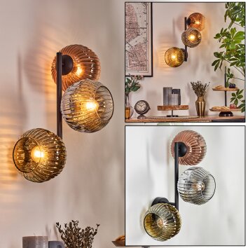 Ripoll Boule lumineuse, Applique murale Chrome, Or, Clair, Cuivré, Fumé, 3 lumières