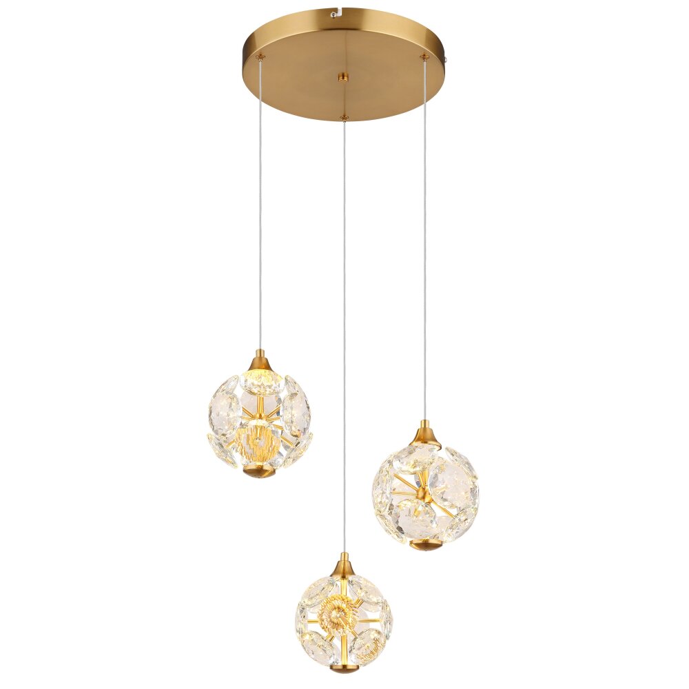 Virina Suspension Luminaires Globo Lighting LED Or, 3 lumières main product photo
