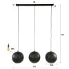 Zip Suspension Noir, 3 lumières