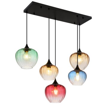 Sander Suspension Luminaires Globo Lighting Noir, 5 lumières