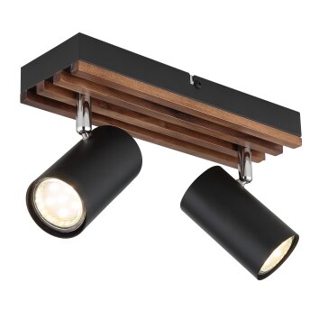 Kayden Plafonnier Luminaires Globo Lighting Brun foncé, Noir, 2 lumières