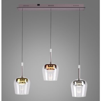 Q-Kon Suspension Paul Neuhaus Q-Serie LED Brun, 3 lumières, Télécommandes
