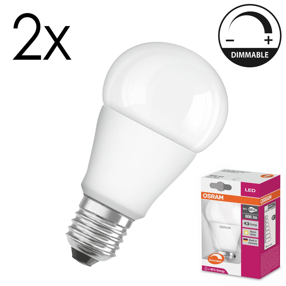 Luminaires Osram E27 LED 9 Watt blanc chaud dimmable 806 Lumen main product photo