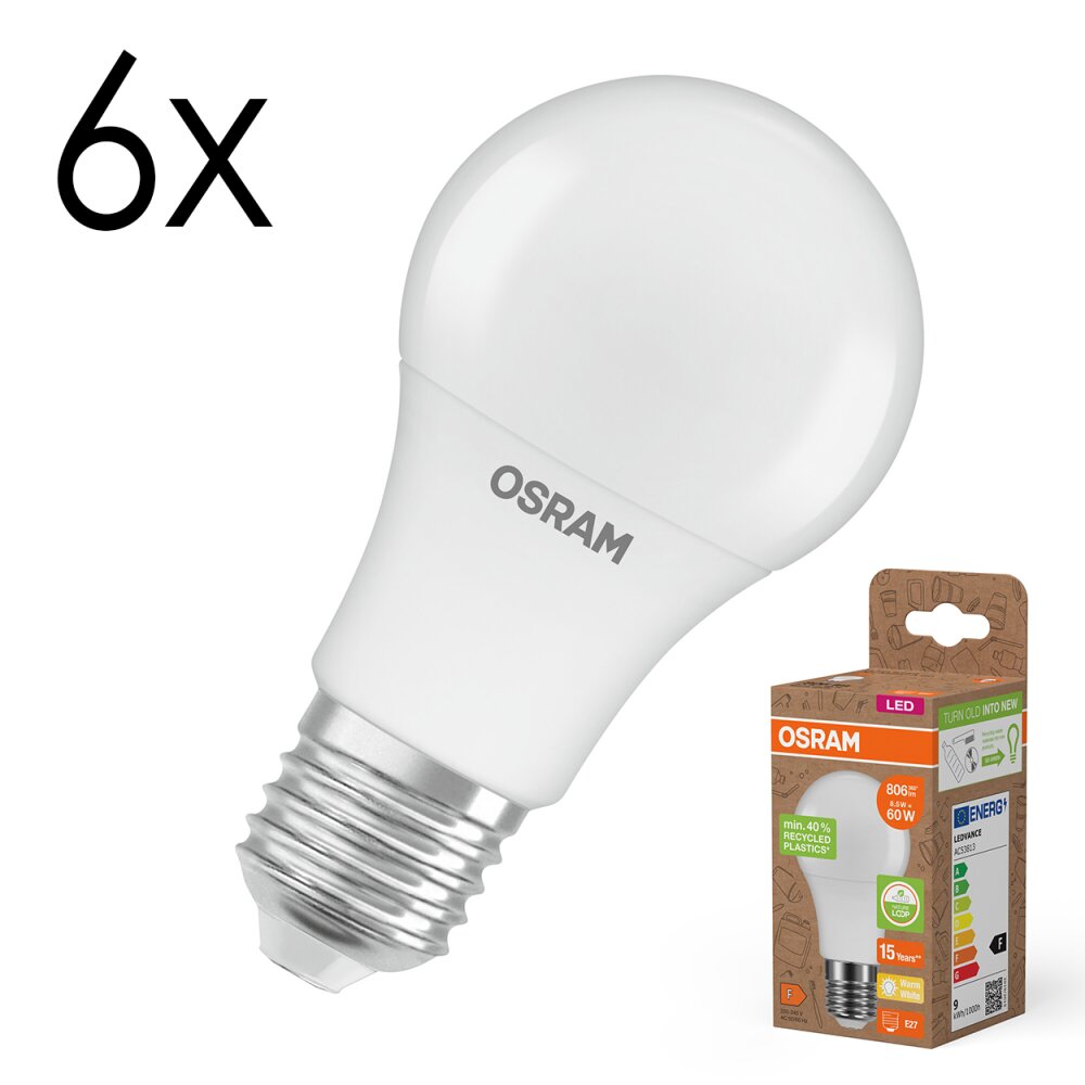 Luminaires Osram E27 8.5 Watt blanc chaud 806 Lumen main product photo