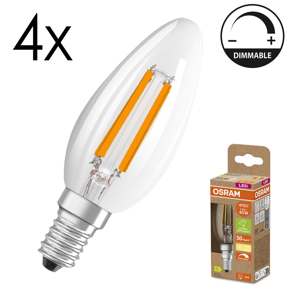 Luminaires Osram E14 LED 2.9 Watt blanc chaud dimmable 470 Lumen main product photo