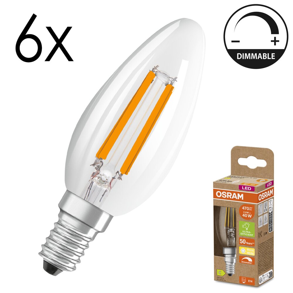 Luminaires Osram E14 LED 2.9 Watt blanc chaud dimmable 470 Lumen main product photo
