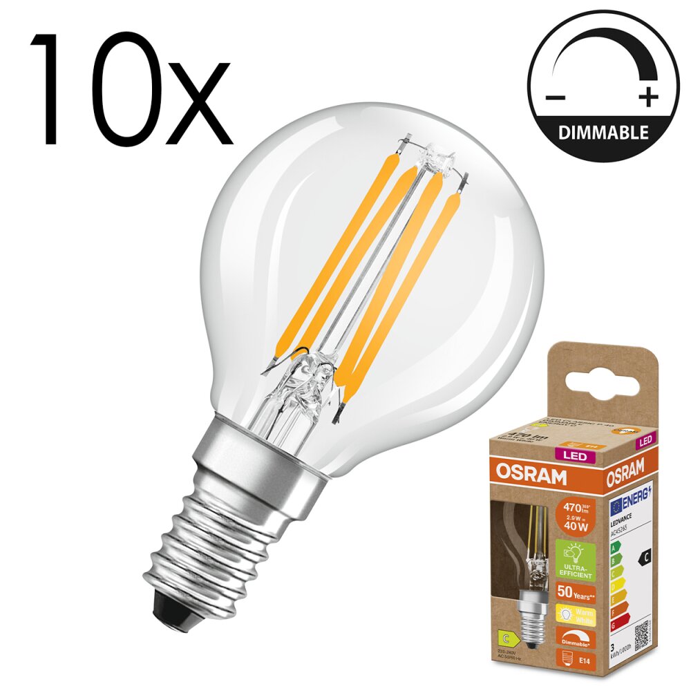 Luminaires Osram E14 LED 2.9 Watt blanc chaud dimmable 470 Lumen main product photo
