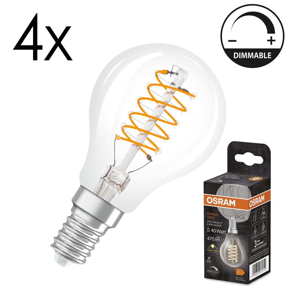 Luminaires Osram E14 LED 4.8 Watt blanc chaud dimmable 470 Lumen main product photo