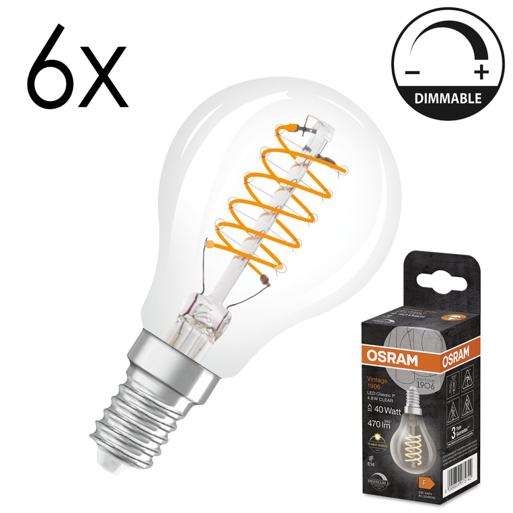 Luminaires Osram E14 LED 4.8 Watt blanc chaud dimmable 470 Lumen main product photo
