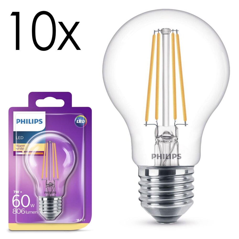 Luminaires Philips E27 LED 7 Watt blanc chaud 806 Lumen main product photo