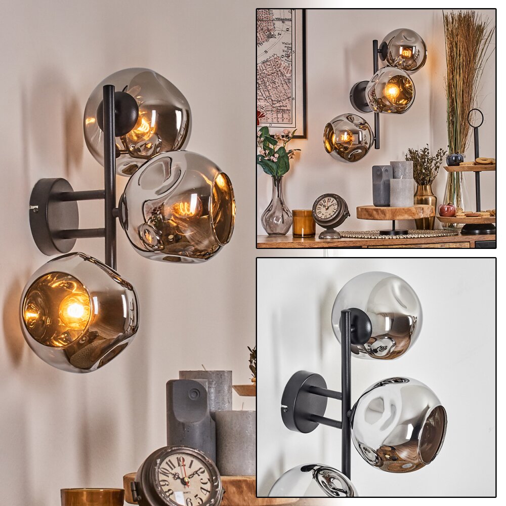 Ripoll Boule lumineuse, Applique murale Chrome, Fumé, 3 lumières main product photo