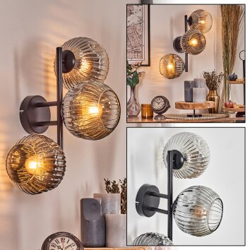 Ripoll Boule lumineuse, Applique murale Chrome, Clair, Fumé, 3 lumières