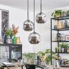 Ripoll Suspension, Boule lumineuse, Suspension grappe Chrome, Fumé, 3 lumières