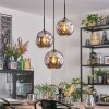 Ripoll Suspension, Boule lumineuse, Suspension grappe Chrome, Fumé, 3 lumières