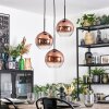 Koyoto Suspension, Boule lumineuse, Suspension grappe Clair, Cuivré, 3 lumières
