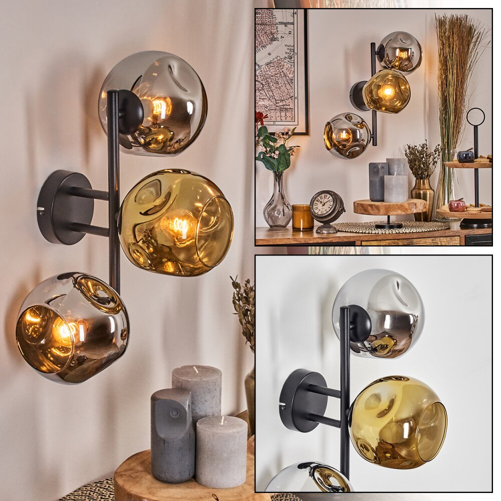 Ripoll Boule lumineuse, Applique murale Chrome, Or, Fumé, 3 lumières main product photo