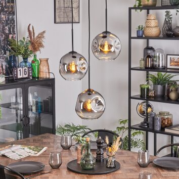 Ripoll Suspension, Boule lumineuse, Suspension grappe Clair, Fumé, 3 lumières