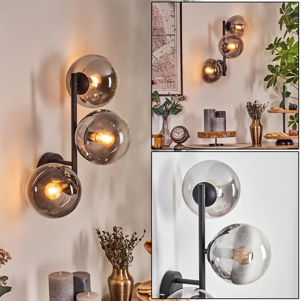 Gastor Boule lumineuse, Applique murale Clair, Fumé, 3 lumières main product photo
