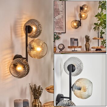 Ripoll Boule lumineuse, Applique murale Ambre, Clair, Fumé, 3 lumières