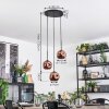 Ripoll Suspension, Boule lumineuse, Suspension grappe Cuivré, 3 lumières