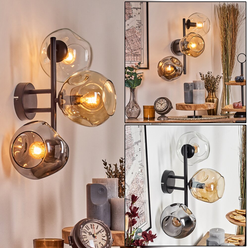 Ripoll Boule lumineuse, Applique murale Ambre, Clair, Fumé, 3 lumières main product photo