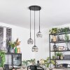 Ripoll Suspension, Boule lumineuse, Suspension grappe Chrome, Clair, Fumé, 3 lumières