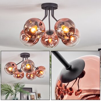 Ripoll Plafonnier, Boule lumineuse Clair, Cuivré, 5 lumières