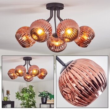 Ripoll Plafonnier, Boule lumineuse Cuivré, 5 lumières