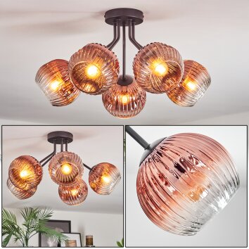 Ripoll Plafonnier, Boule lumineuse Clair, Cuivré, 5 lumières