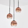 Ripoll Suspension, Boule lumineuse, Suspension grappe Clair, Cuivré, 3 lumières