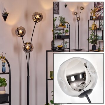 Ripoll Boule lumineuse, Lampadaire Chrome, Fumé, 3 lumières Ripoll Boule lumineuse, Lampadaire Chrome, Fumé, 3 lumières