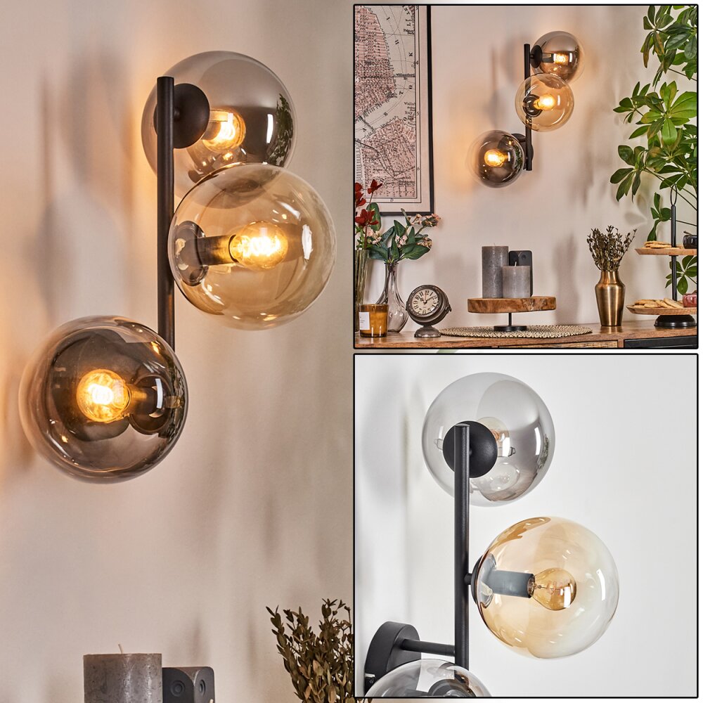 Gastor Boule lumineuse, Applique murale Ambre, Clair, Fumé, 3 lumières main product photo