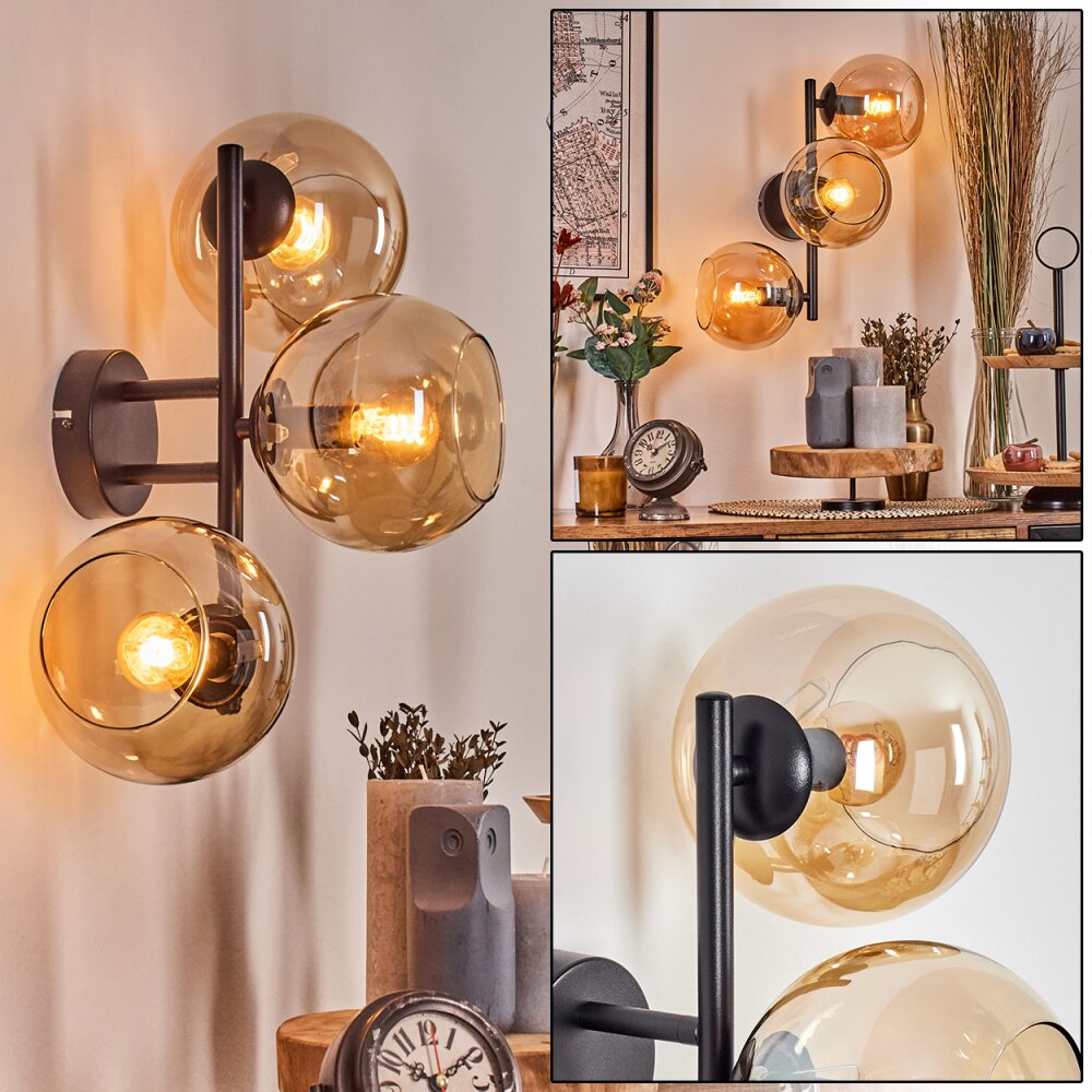 Koyoto Boule lumineuse, Applique murale Ambre, 3 lumières main product photo