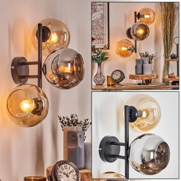 Koyoto Boule lumineuse, Applique murale Ambre, Chrome, Fumé, 3 lumières Koyoto Boule lumineuse, Applique murale Ambre, Chrome, Fumé, 3 lumières