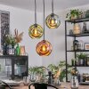 Ripoll Suspension, Boule lumineuse, Suspension grappe Bleu, Vert, Cuivré, 3 lumières