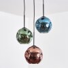 Ripoll Suspension, Boule lumineuse, Suspension grappe Bleu, Vert, Cuivré, 3 lumières