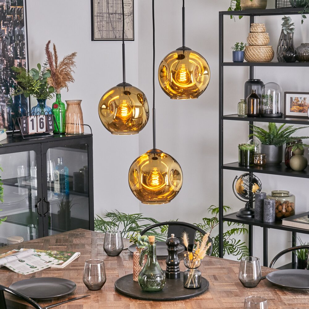 Ripoll Suspension, Boule lumineuse, Suspension grappe Or, 3 lumières main product photo