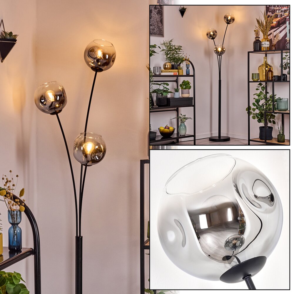 Ripoll Boule lumineuse, Lampadaire Chrome, Clair, Fumé, 3 lumières main product photo
